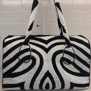 Sassy Jones Original Toschia Beaded Bag - Black and White